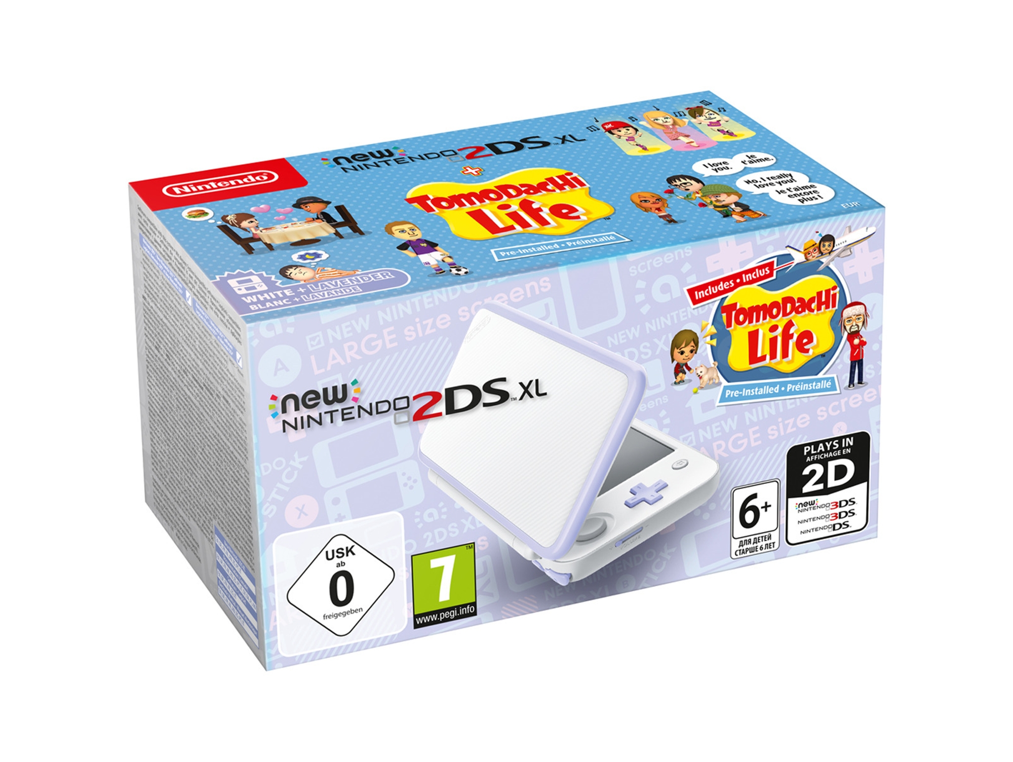 Consola New NINTENDO 2DS XL Lavanda + Tomodachi Life