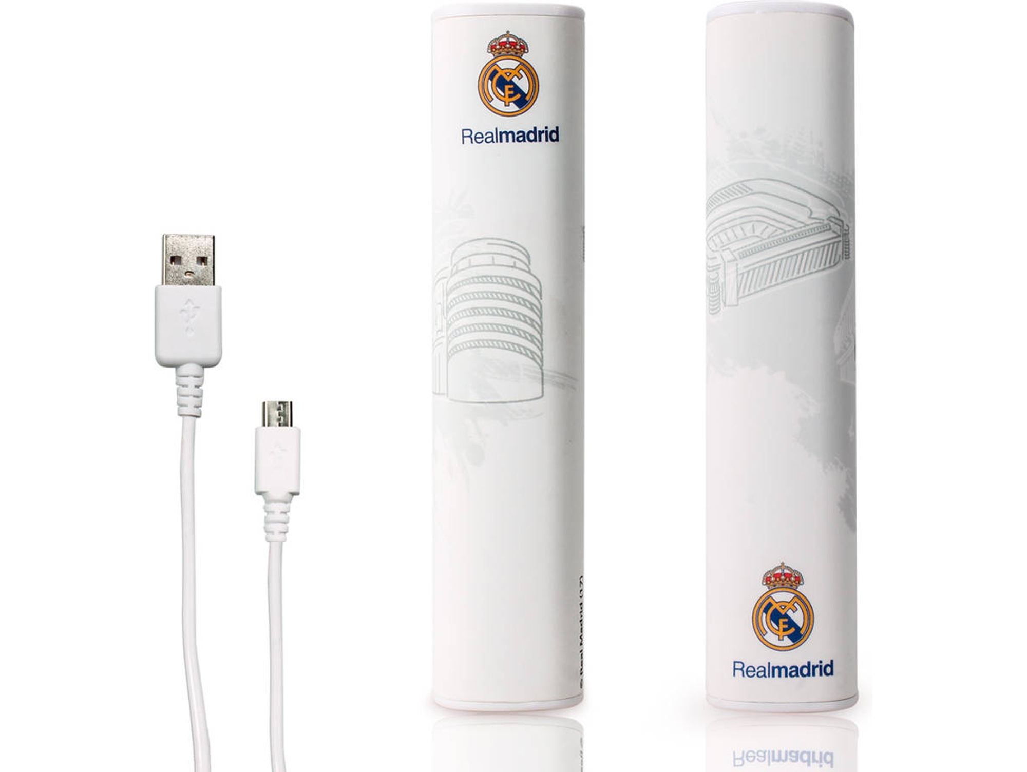 Powerbank REAL MADRID Logo (2600 mAh - 1 USB - MicroUSB - Blanco)