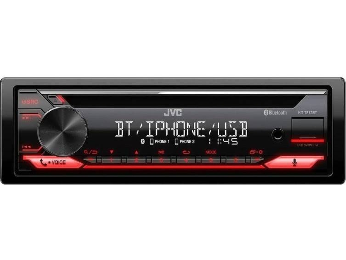 Autorrádio JVC Kd-T812 - 200W - Bluetooth (Negro - Rojo)
