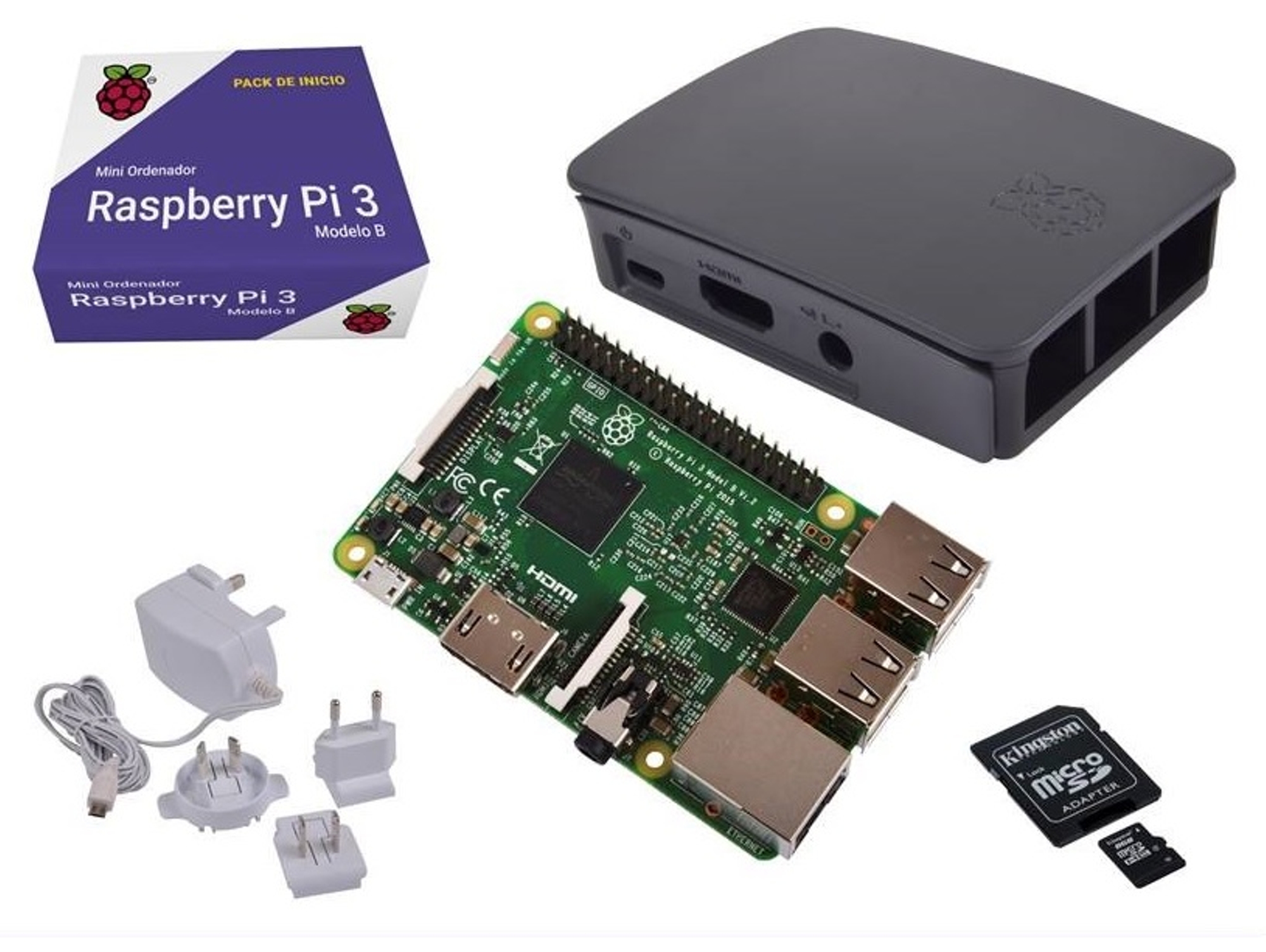 Kit RASPBERRY PI 3 8GB Negra y Gris