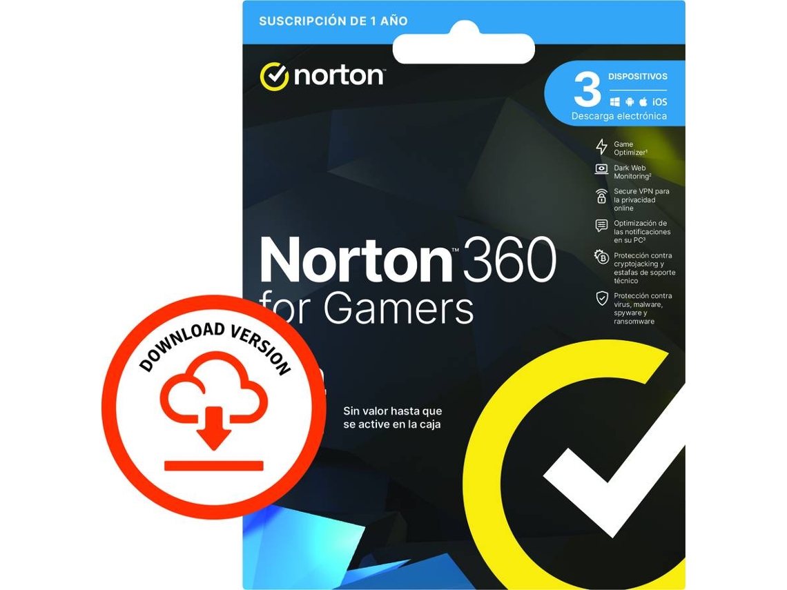 Software NORTON 360 for Gamers(3 Dispositivos - 1 año - Smartphone, PC y Tablet - Formato Digital)