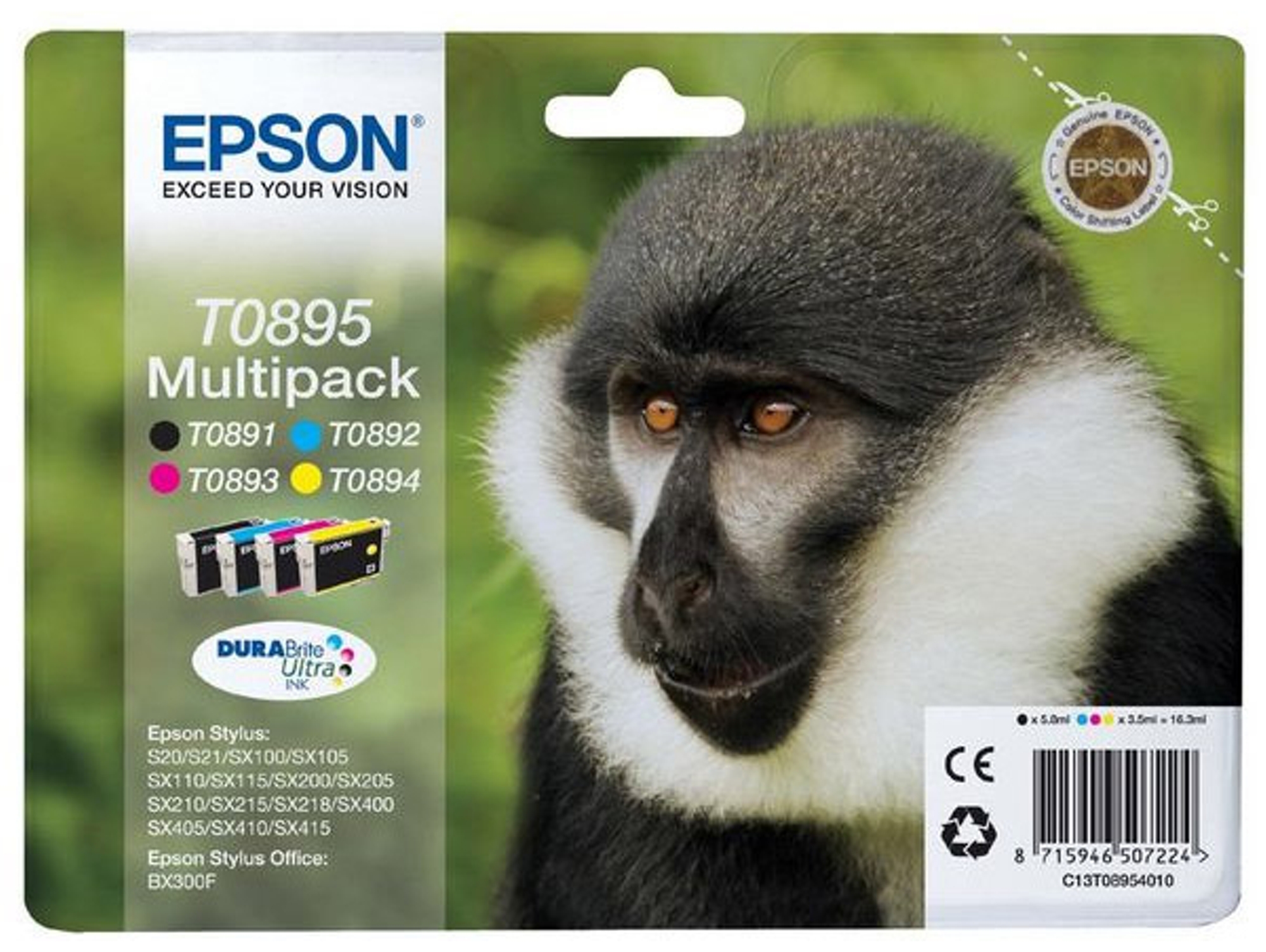Pack ahorro cartuchos de tinta original EPSON T0895, Mono, C13T08954010