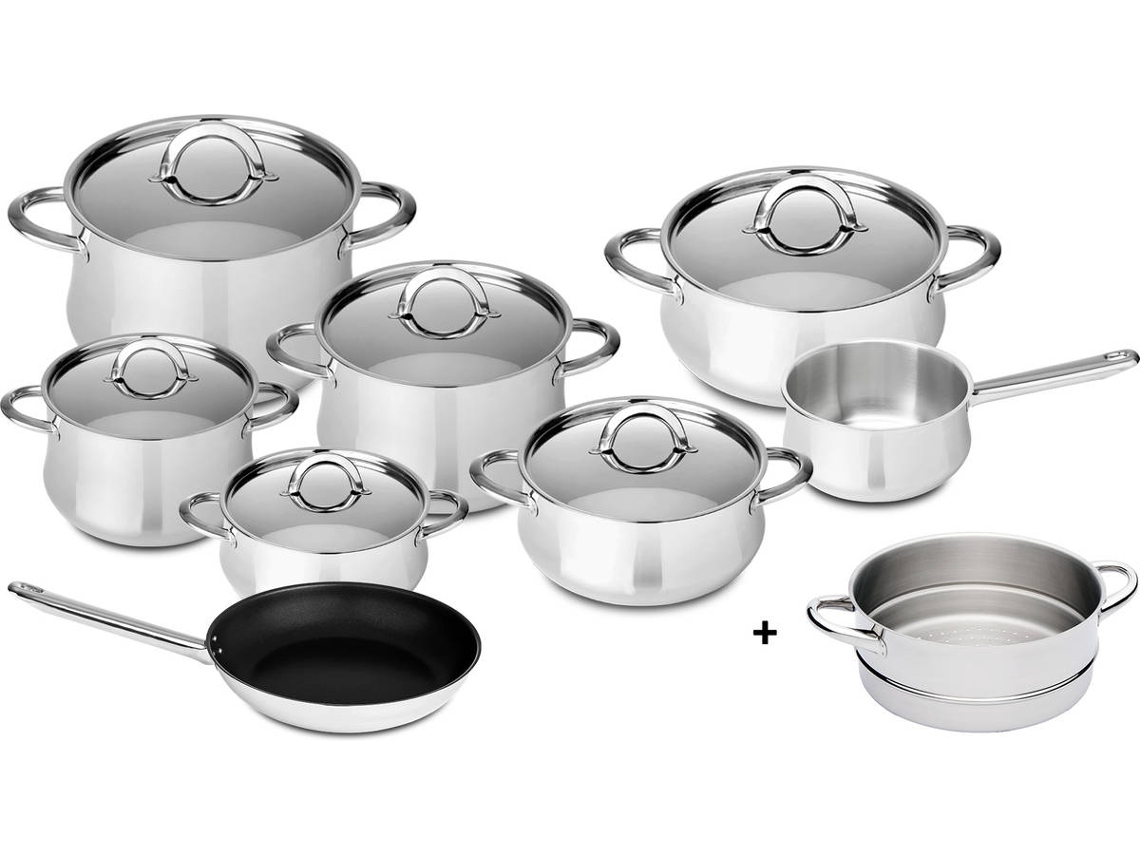 Batería de Cocina SILAMPOS Sagres (8 Piezas + Cacerola de Vapor)