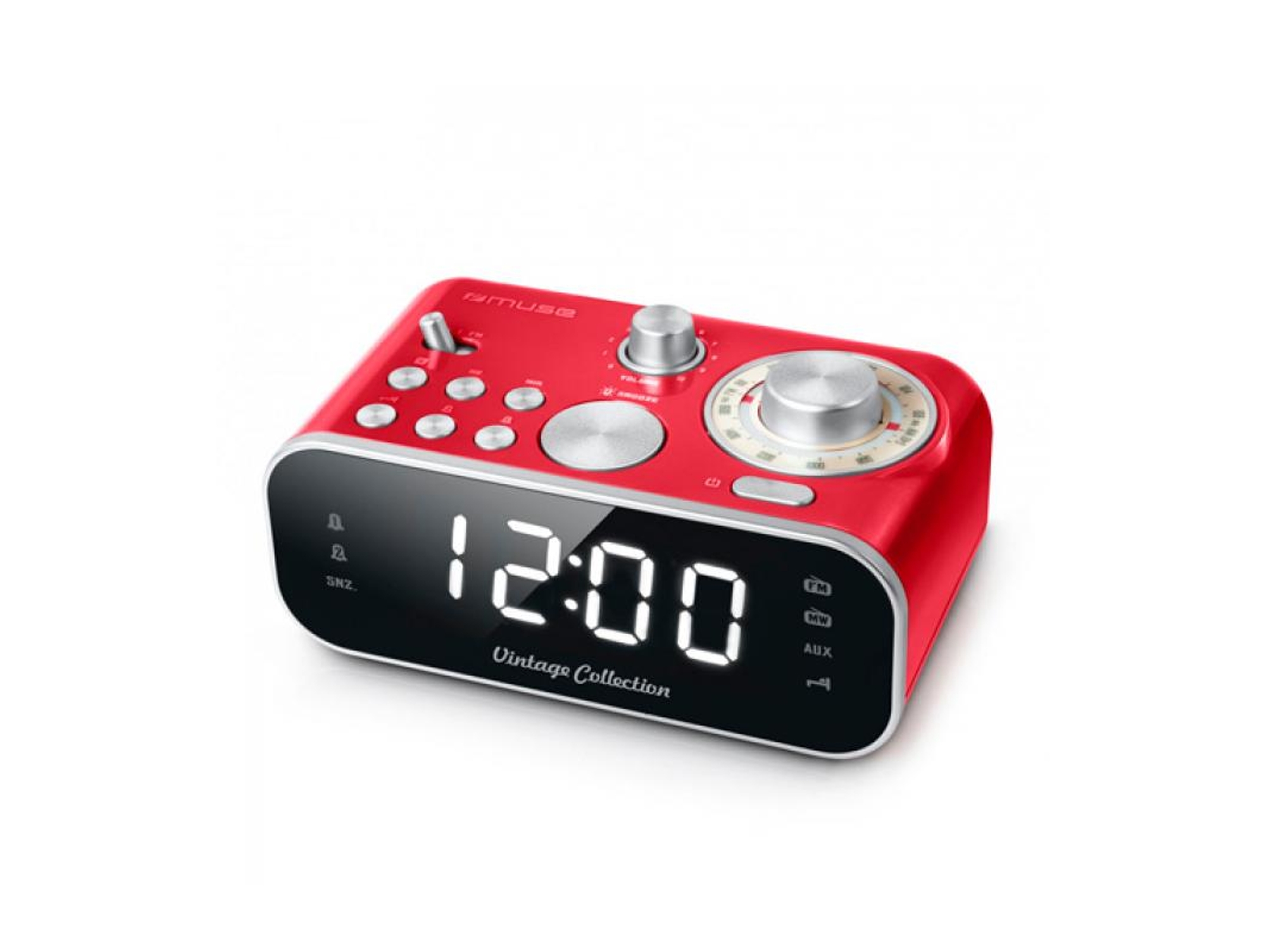 Radio Despertador MUSE M-18 CRD (Rojo - Digital - FM/MW - Pilas y Corriente - Alarma Doble - Función Snooze)