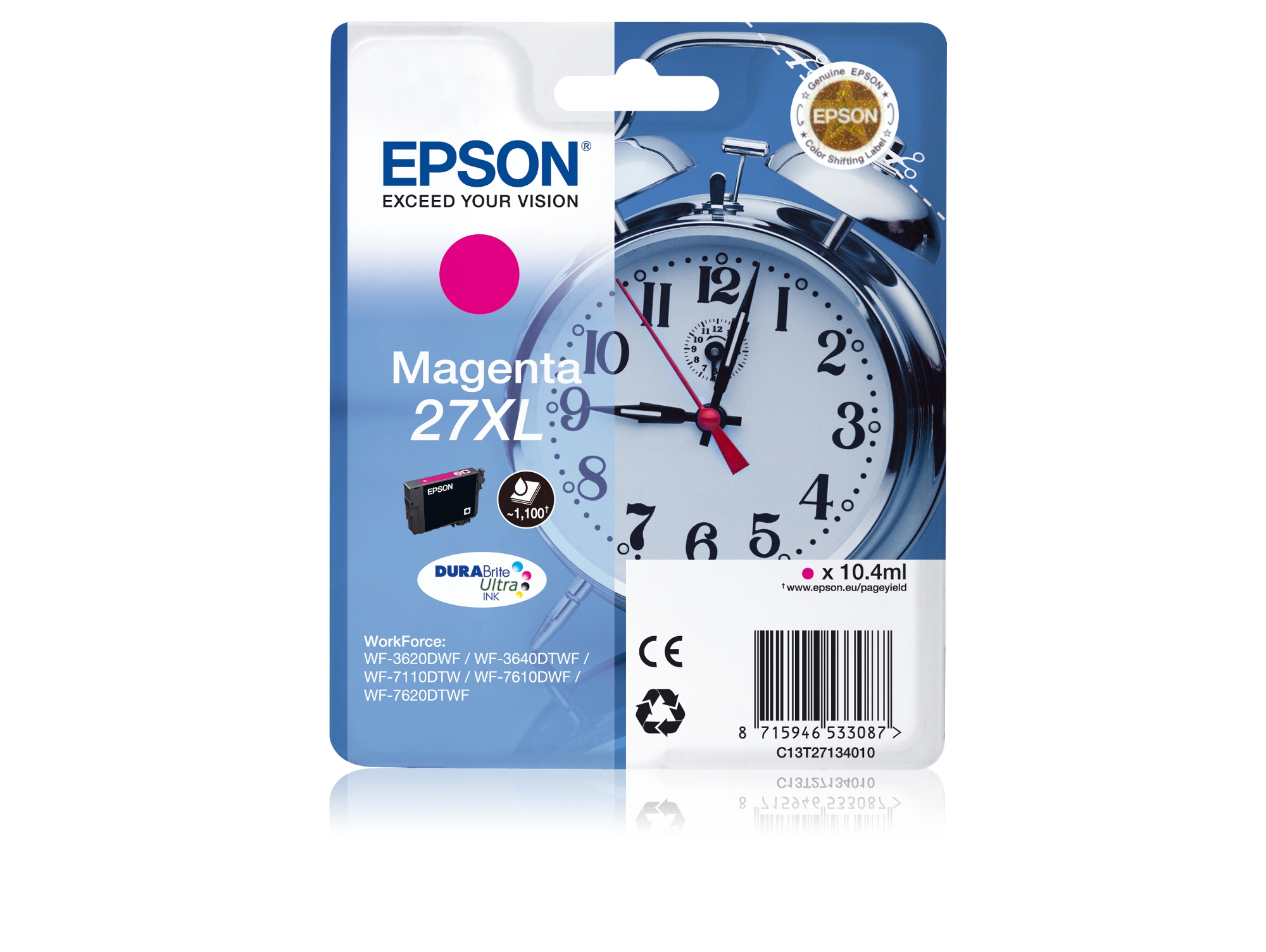 Cartucho de tinta original EPSON 27XL, Despertador 10,4 ml, Magenta, XL, C13T27134022, T2713