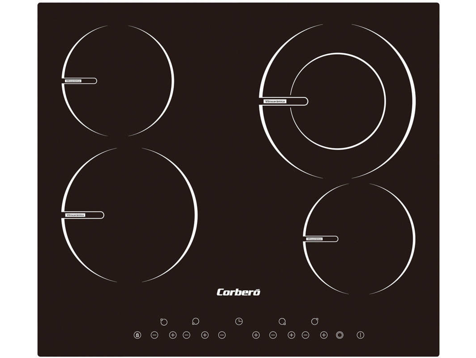 Placa de Vitrocerámica CORBERO CCVY465 (Eléctrica - 59 cm - Negro)