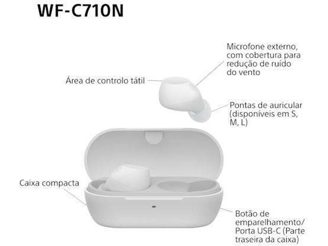 Auriculares Bluetooth SONY - WF-C710NW (Noise Canceling - Blanco