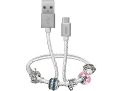 Cable SBS Charm (USB - USB-C - 0.39 m - Plateado)