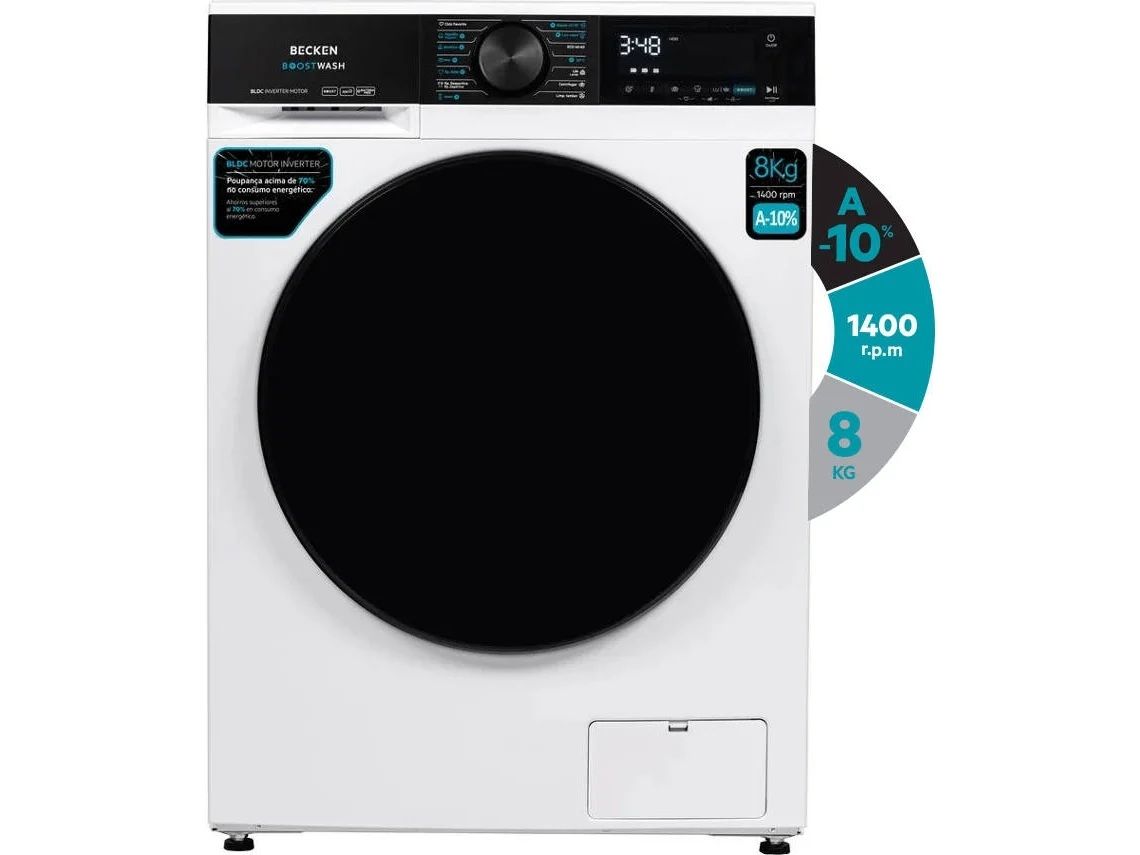 Lavadora BECKEN Boostwash BWM8812N (8 kg - 1400 rpm - Blanco)
