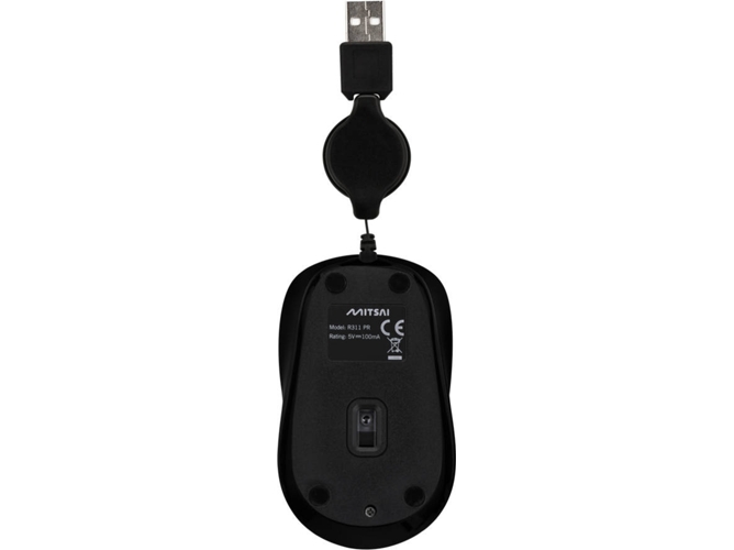 Ratón MITSAI R311 (Cable USB - Casual - 2400 dpi - Negro) — Con cable