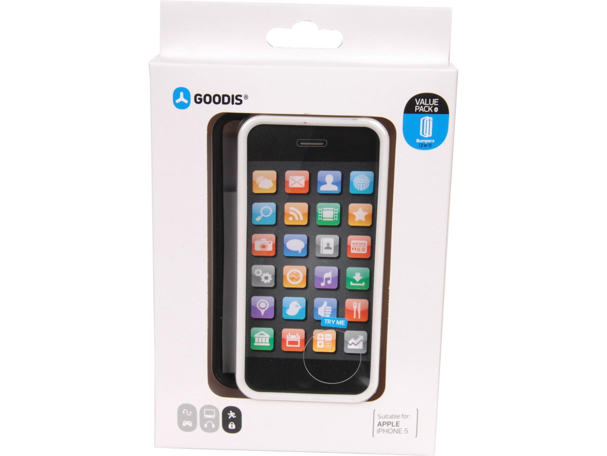Pack 2 carcasas GOODIS Bumper iPhone SE, 5, 5s blanco y negro
