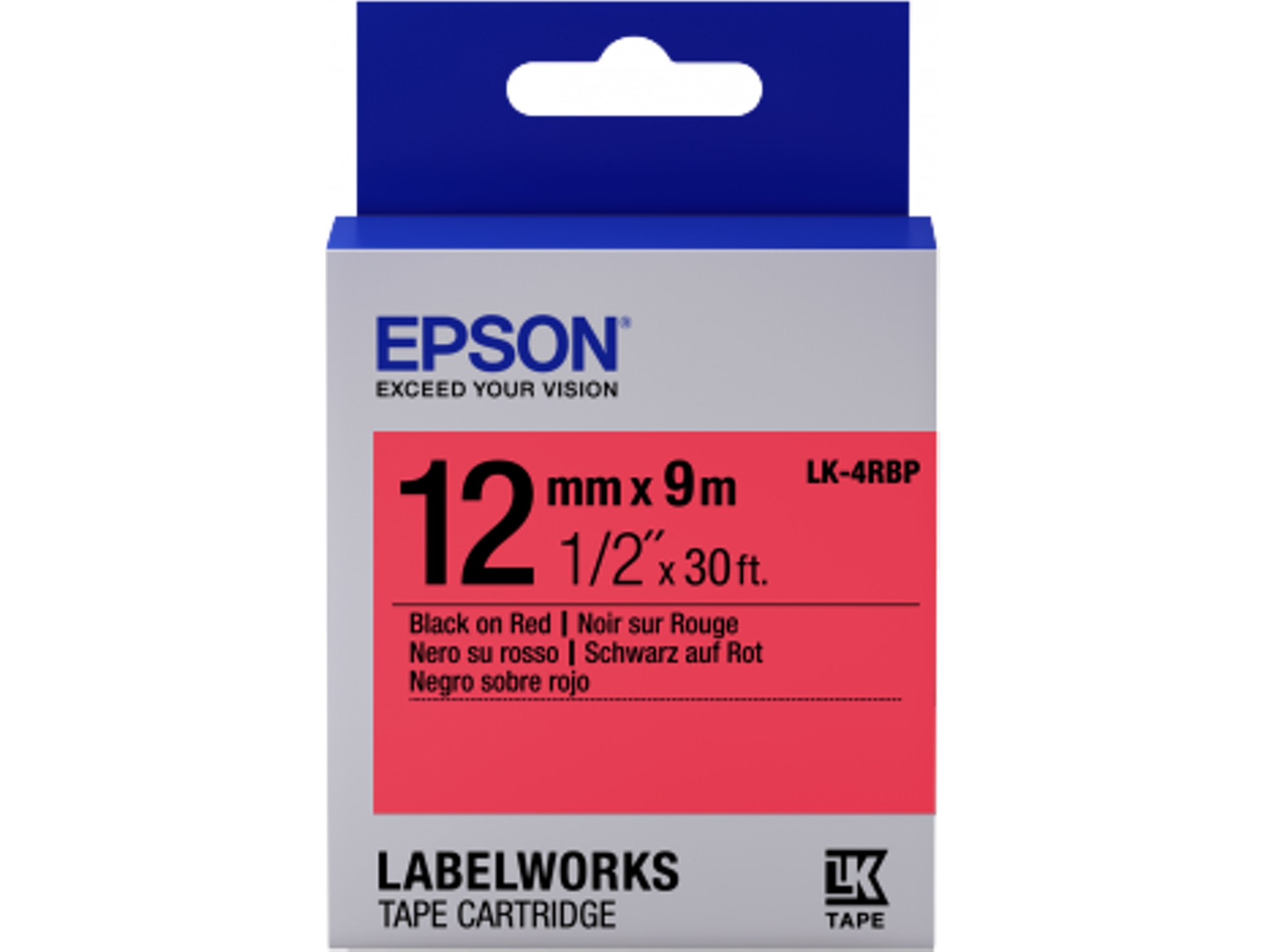 Cinta EPSON - LK-4RBP negro/rojo pastel 12/9 -