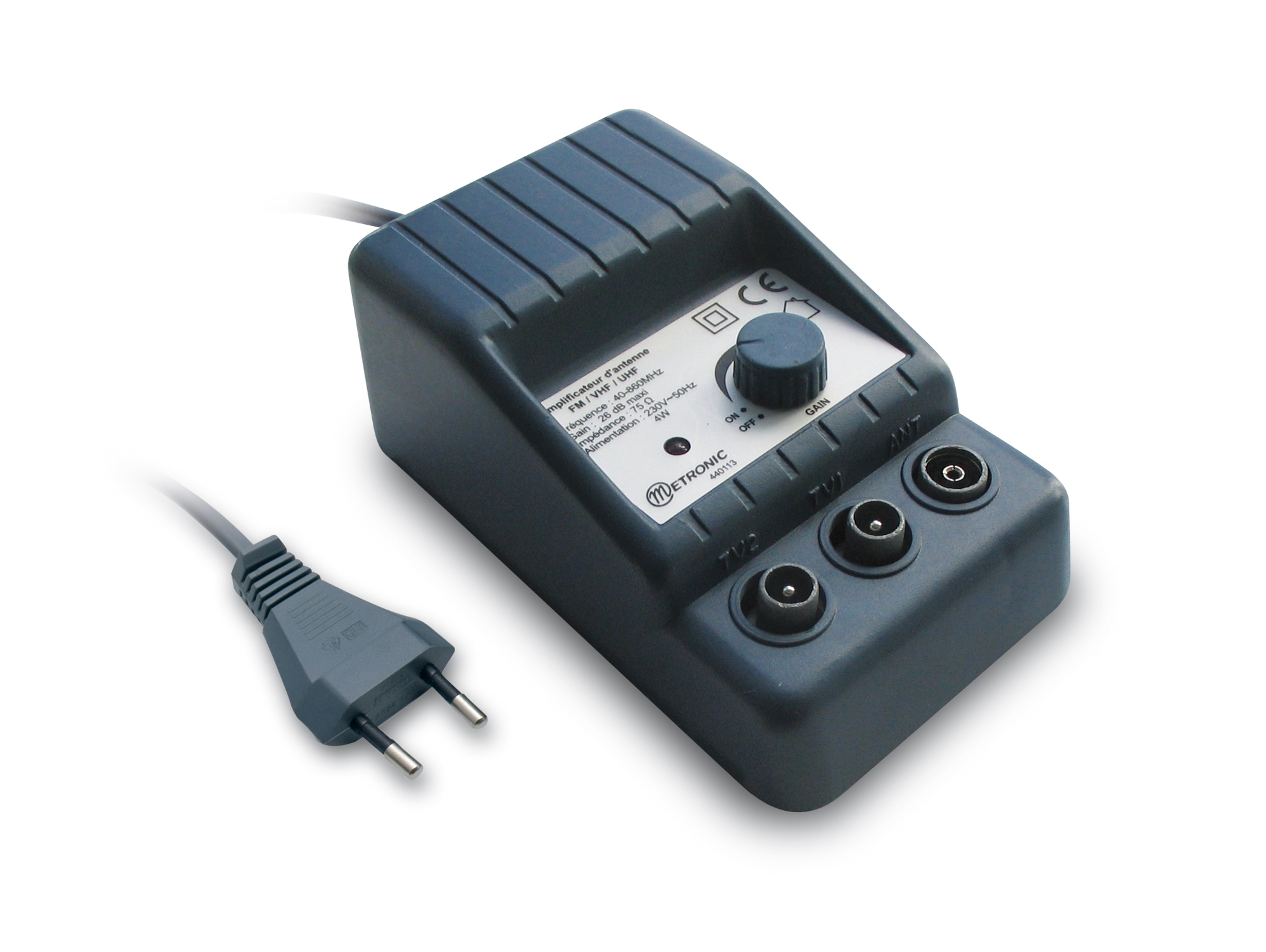 Amplificador METRONIC 9.52MM TV 1IN 1OUT 20DB
