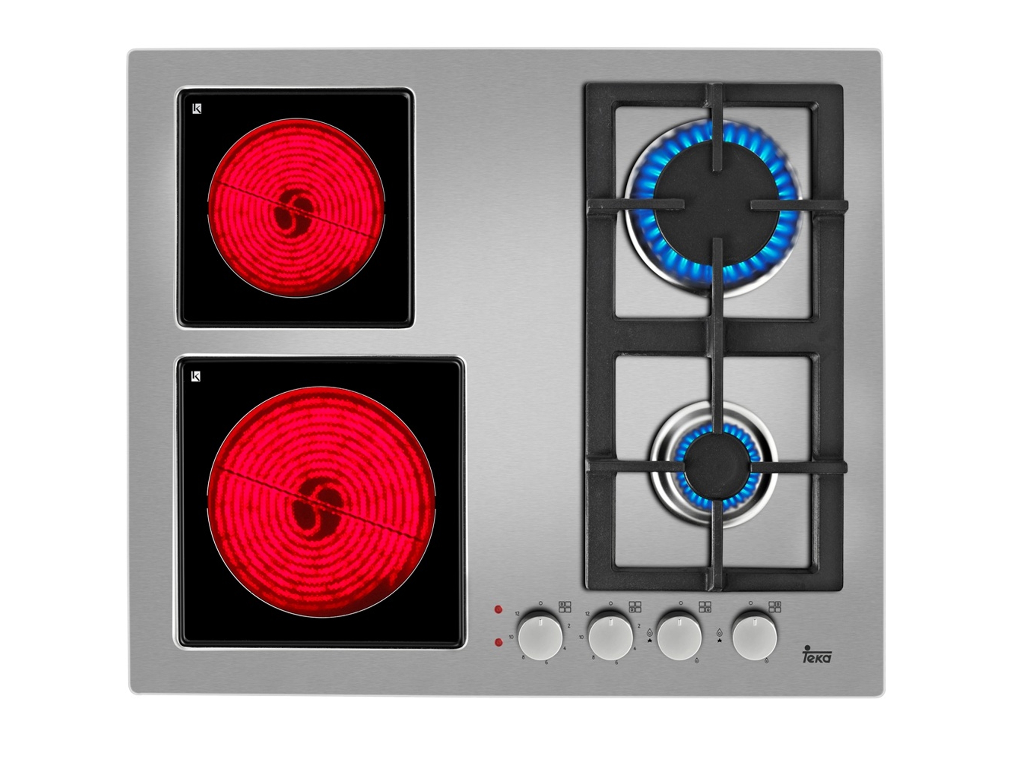 Placa de Gas y Vitrocerámica TEKA EFX 60 2G 2H AI AL CI (Eléctrica y Gas BP - 60 cm - Inox)