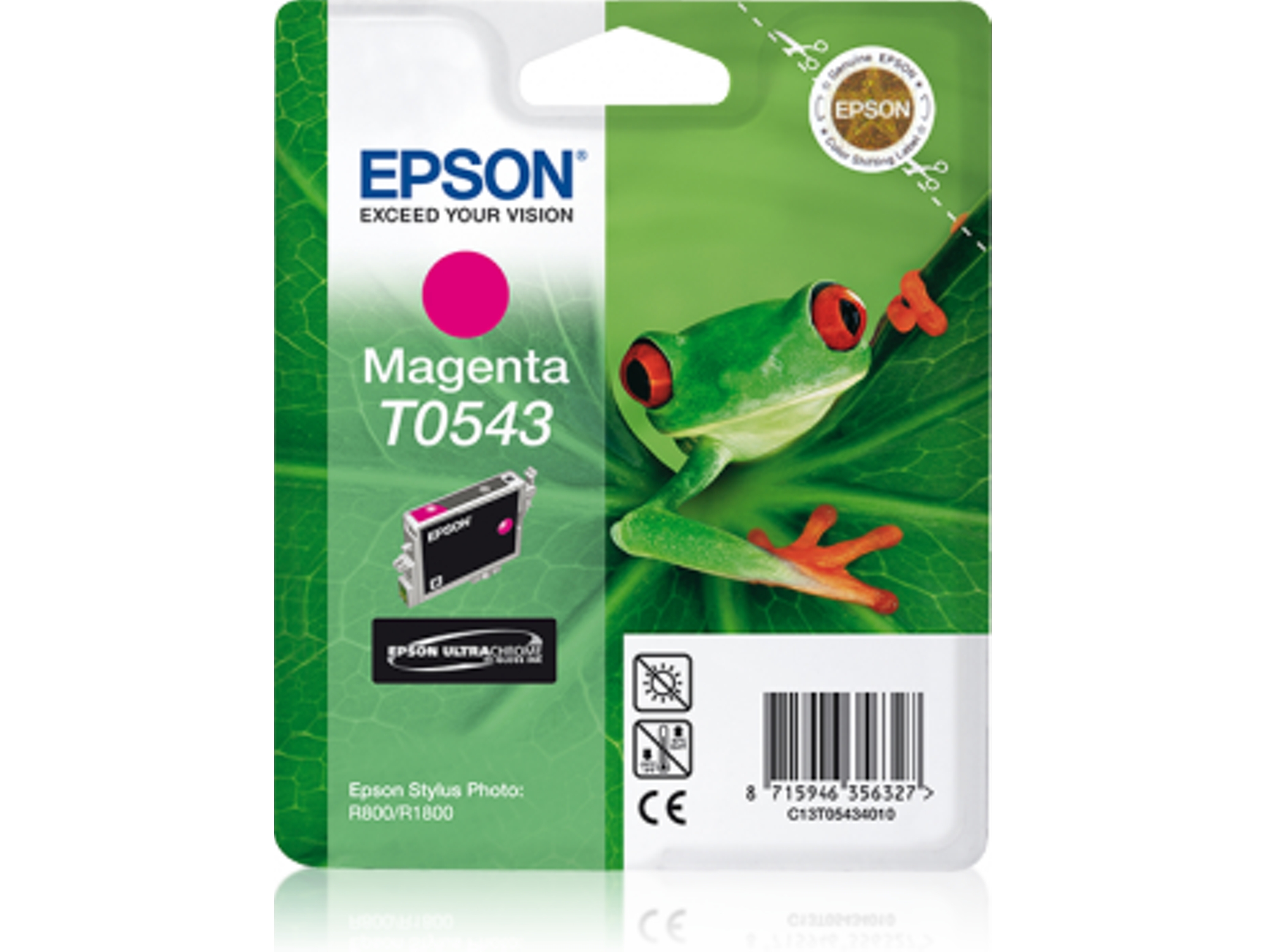 Cartucho de tinta original EPSON T0543, Rana 13 ml, Magenta, C13T05434010