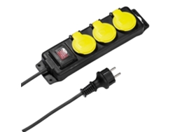 Extensión exterior 6T VIVANCO 3T con interruptor IP44 2 m (negro)
