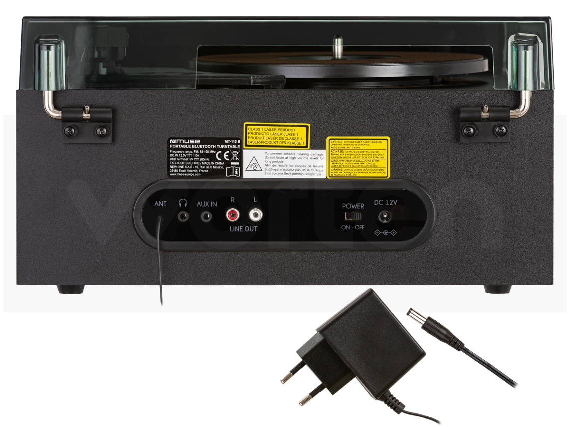 Muse MT-110 B - Micro Sistema CD y radio con Giradiscos Muse tres  velocidades, bluetooth, USB y lector de tarjetas SD, caja madera, negro :  : Electrónica