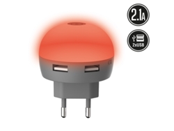 Transformador MUVIT Life USB Dual 2.1A LED Rojo