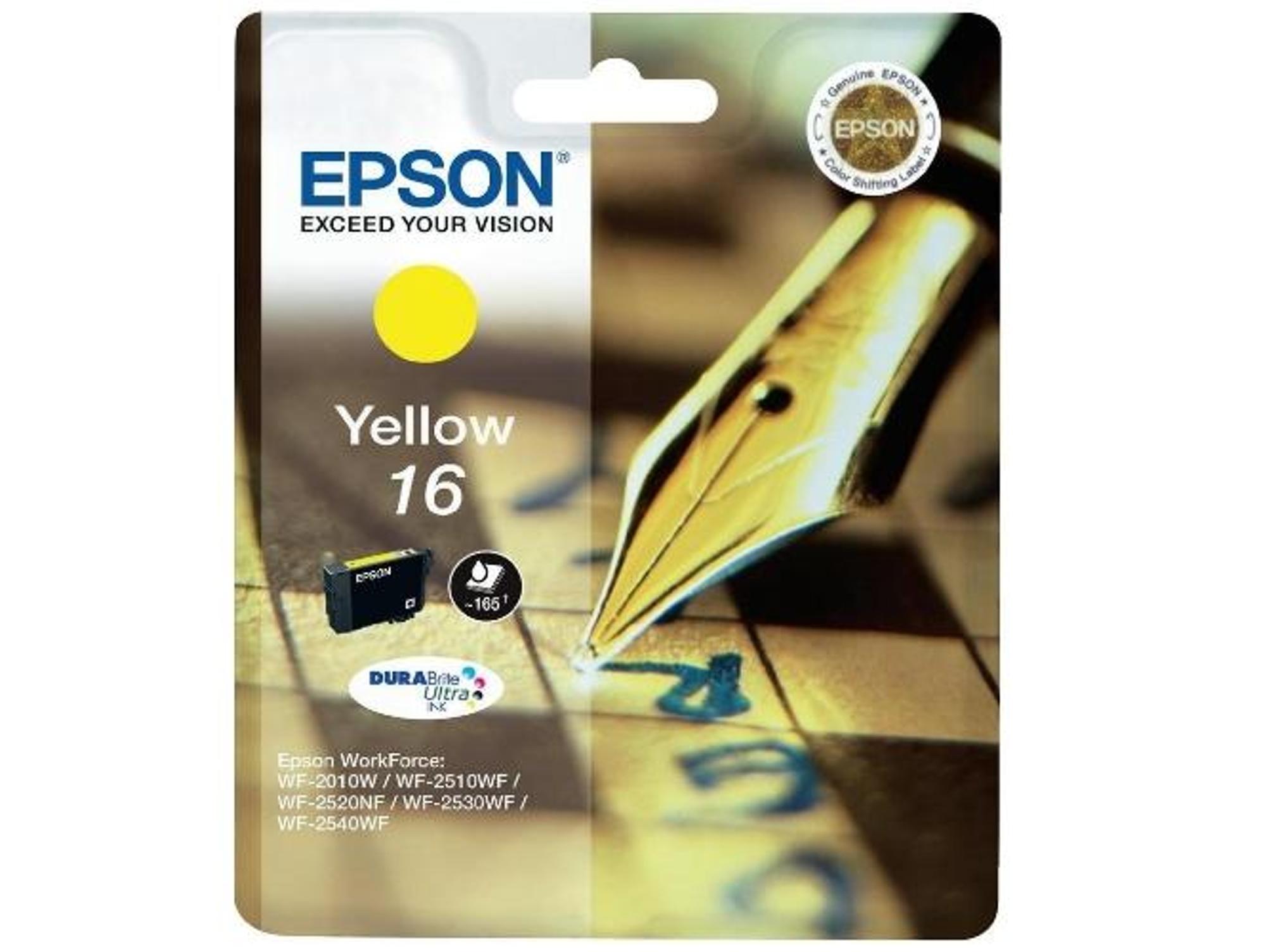 Cartucho de tinta original EPSON 16, Bolígrafo y crucigrama 3,1 ml, Amarillo, C13T16244022, T1624