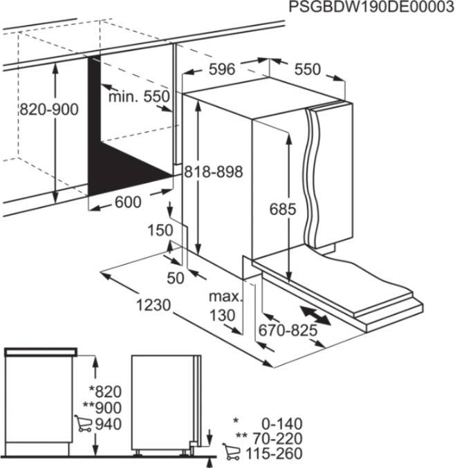 Lavavajillas Integrable AEG FSE83838P(14 cubiertos - 60 cm - Panel Negro)