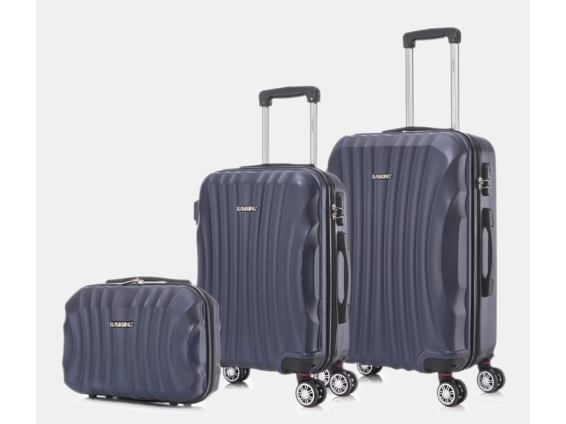 Conjunto de 3 Maletas de Viaje RAYKONG (29/55/68 cm - 16.84/45/76.5L - Azul)