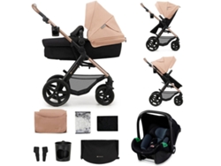 Carrito 3 en 1 Kinderkraft MOOV 2 con asiento 2 en 1 transformable, capota UPF50+ y ajuste completo Beige