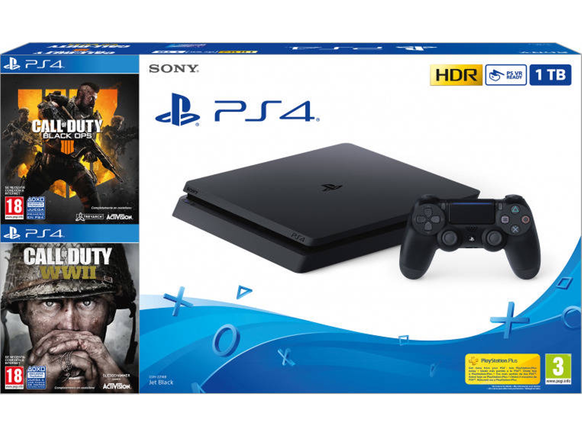 Consola PS4 Slim + Call of Duty Black Ops + Call of Duty WWII (1 TB)