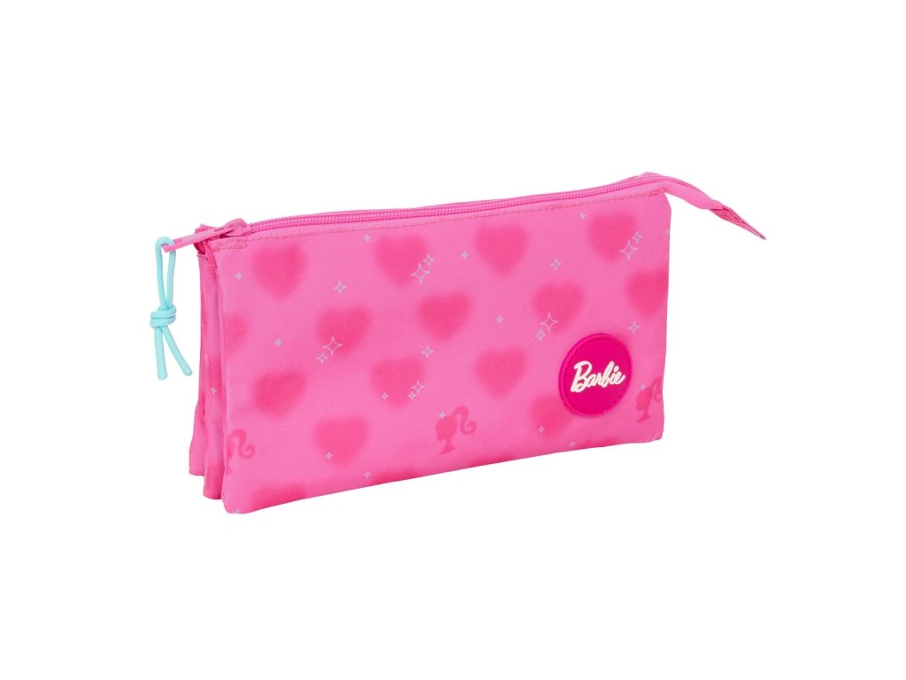 Estuche Triple SAFTA Barbie Corazones (22 x 12 x 3 cm)