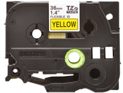 Cinta BROTHER  Flexible TZEFX661. Texto negro sobre fondo amarillo.