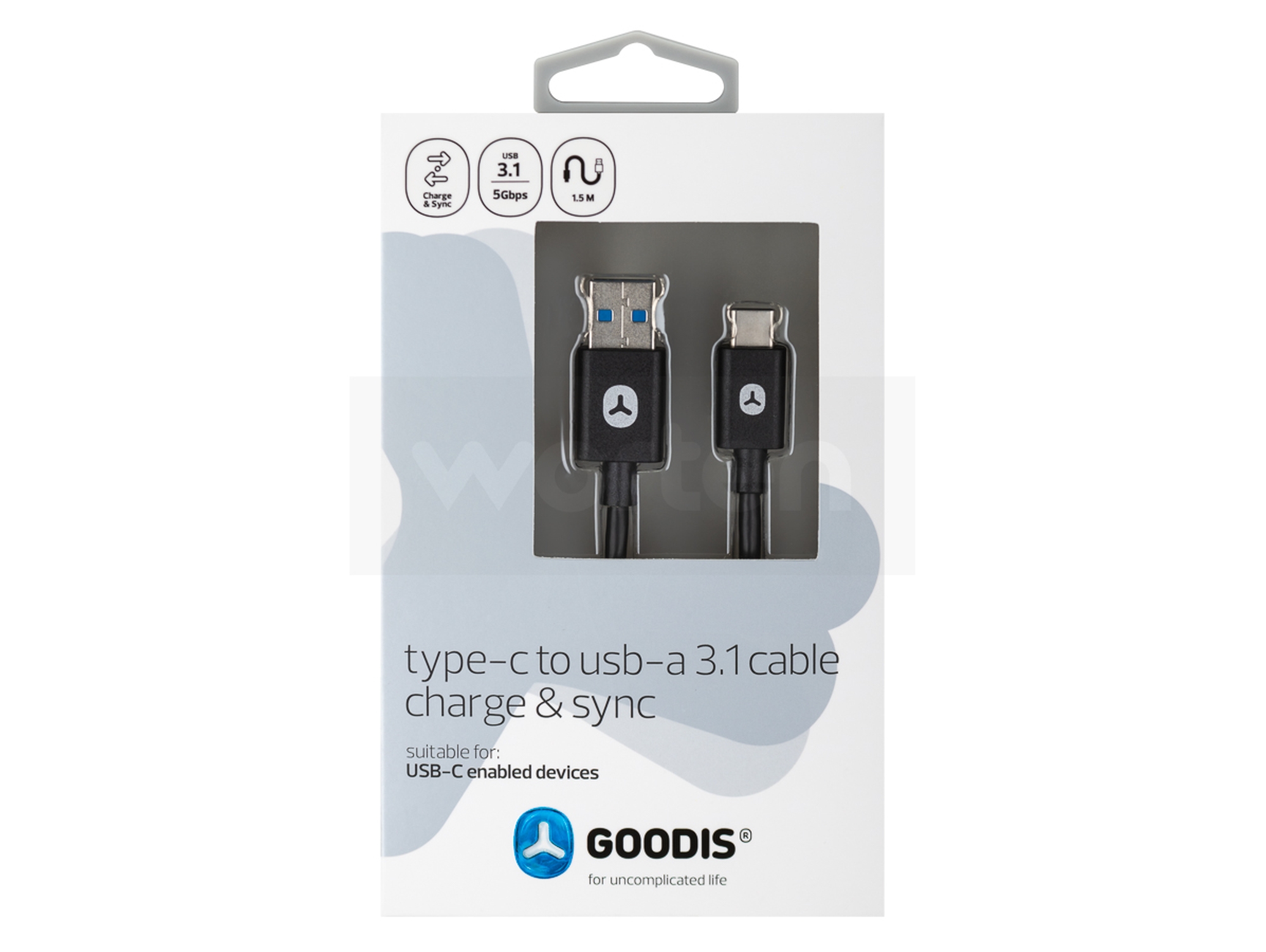 Cable GOODIS 3.1 (USB - USB-C - 1.5 m - Negro)