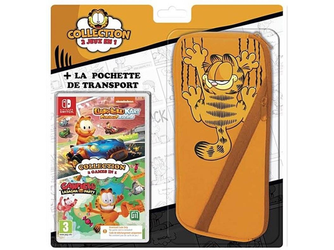 Bundle Nintendo Switch Garfield - Garfield Kart: Furious Racing + Lasagna Party + Funda (Código de Descarga en la Caja)
