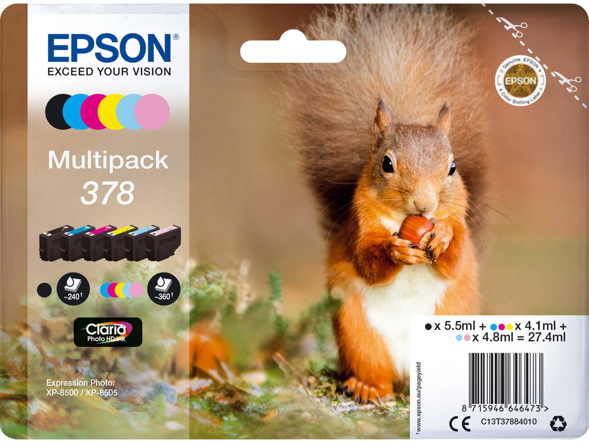 Pack de cartuchos de tinta  EPSON 378 - C13T37884020
