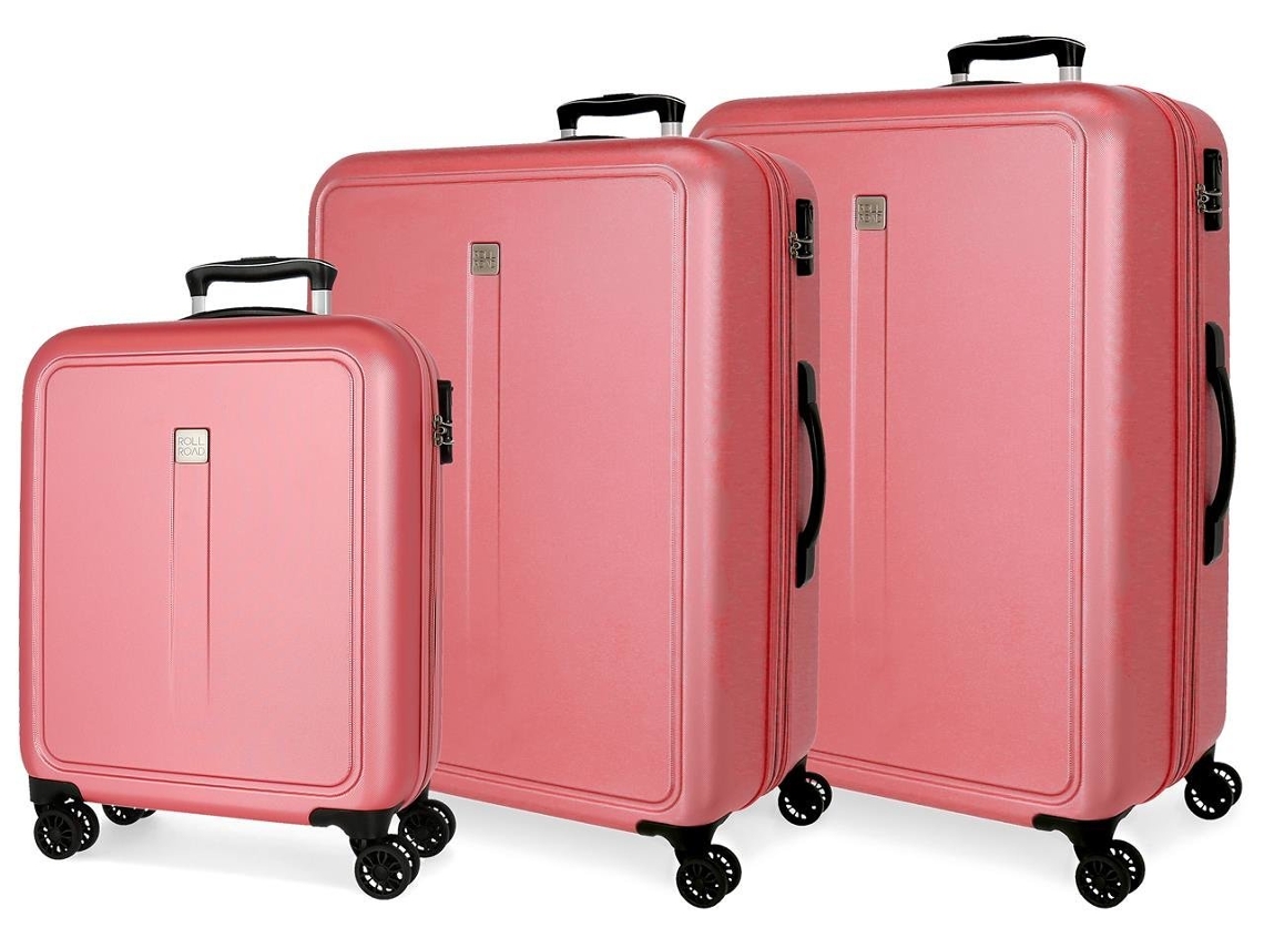 Set de 3 Maletas de Viaje ROLL ROAD Camboya Rosa Claro (55/68/78cm - 37/72/108L)