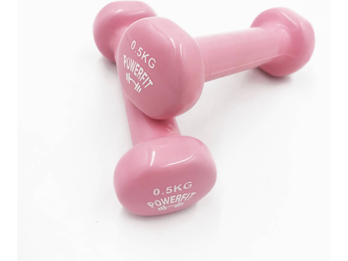 Mancuernas POWERFIT Extremo Plano Rosa (0,5 Kg)