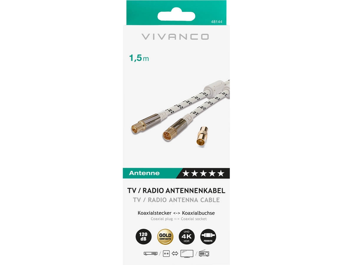 Cable Coaxial VIVANCO Antena NYL 150CM B