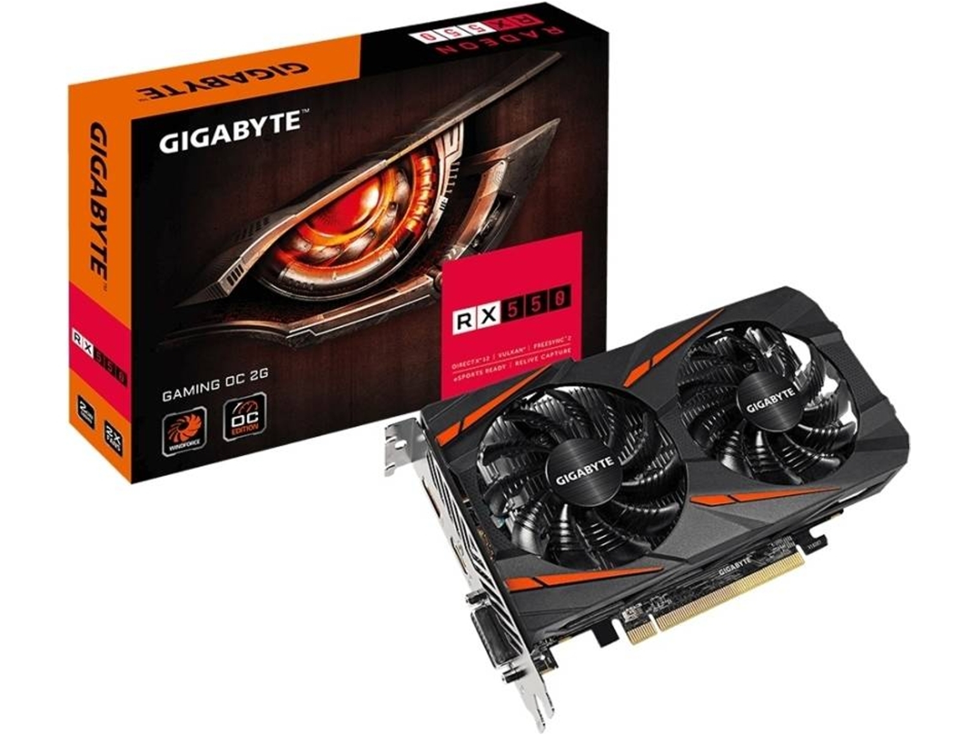 Tarjeta Gráfica GIGABYTE AMD RX550 GAMING OC 2GB
