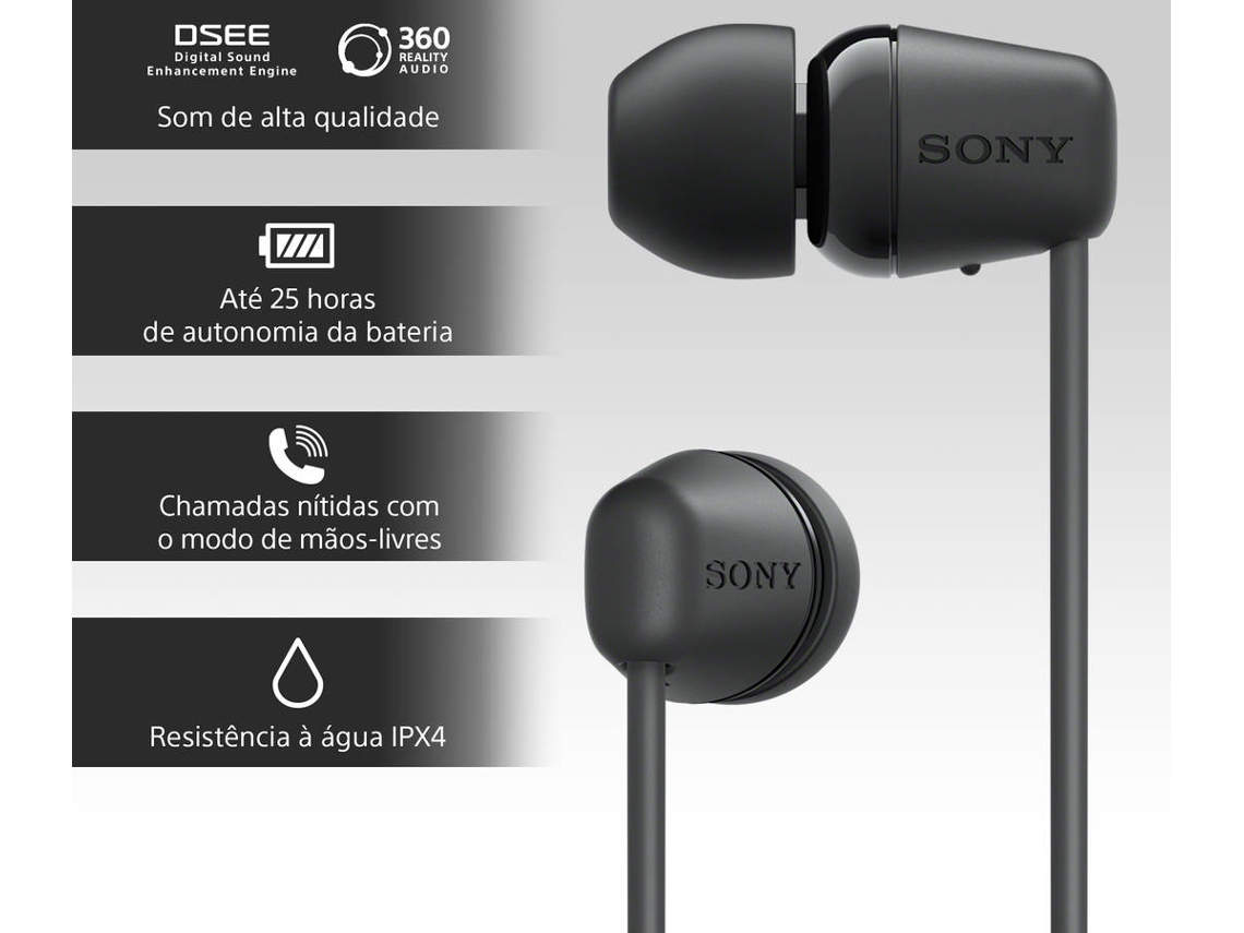 Auriculares Bluetooth SONY WIC100B (In Ear - Micrófono - Negro)