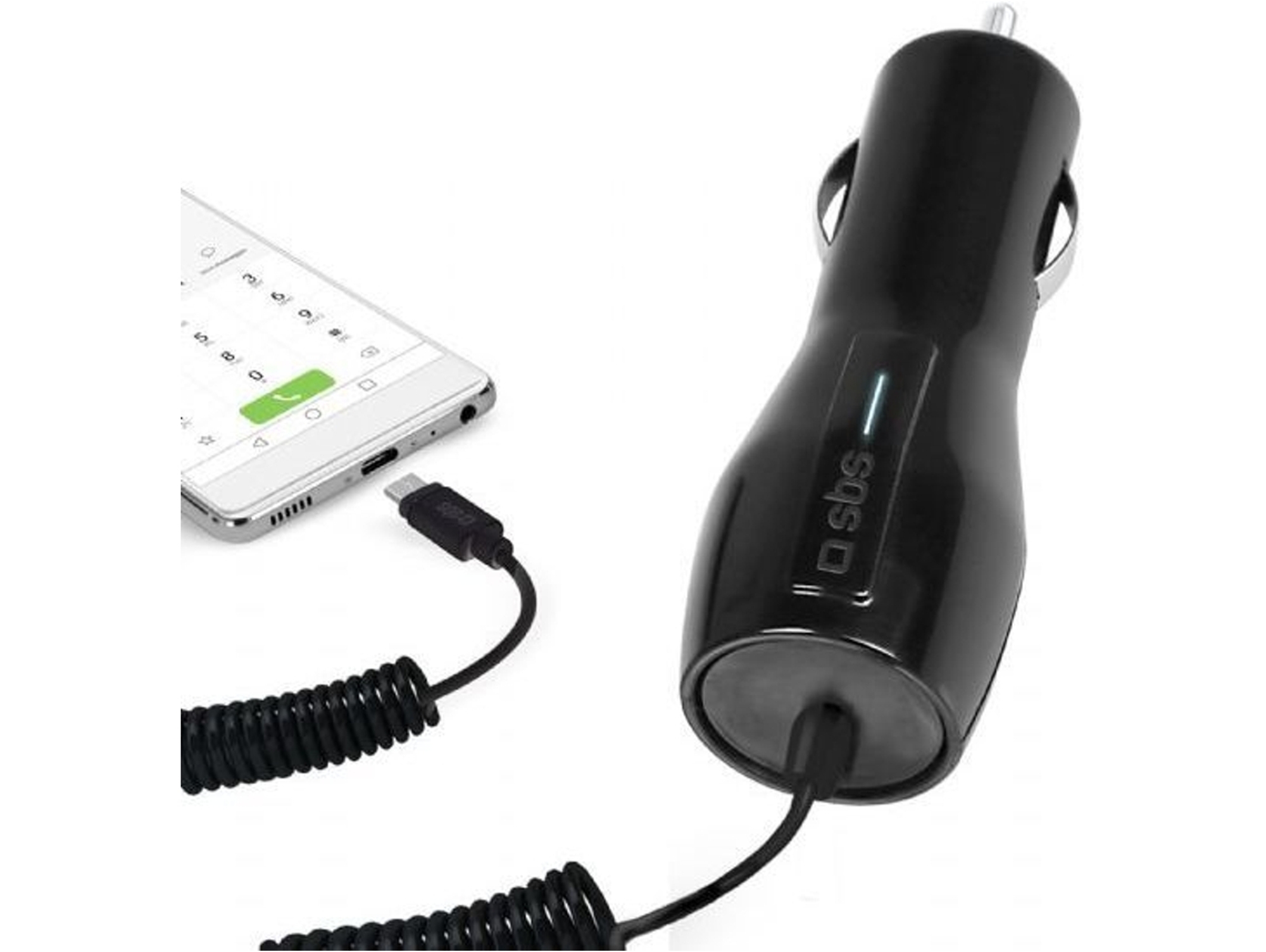 Cargador de coche SBS Tipo C Negro