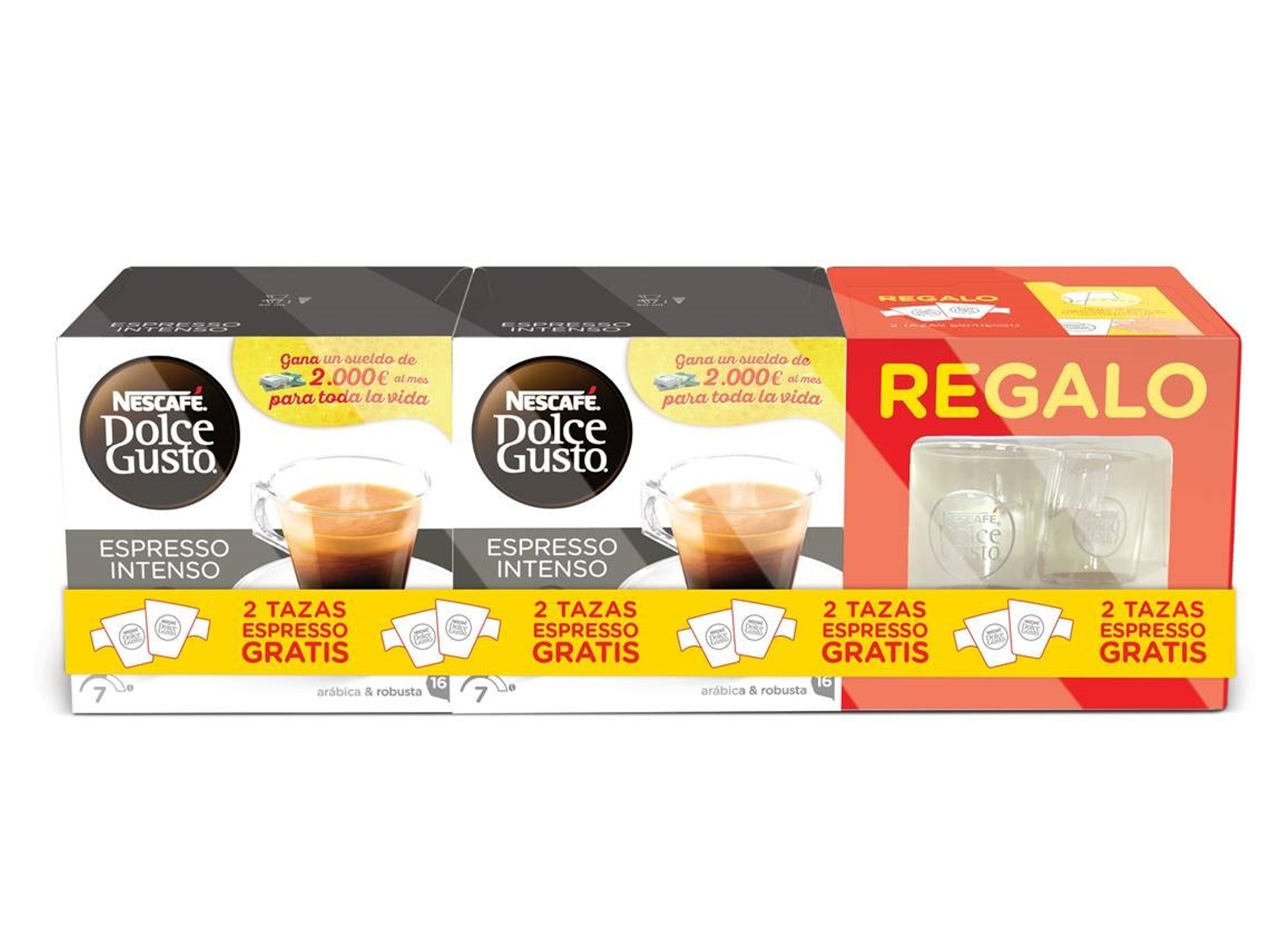 Cápsulas Café DOLCE GUSTO 2 Espresso Intenso  + 2 tazas