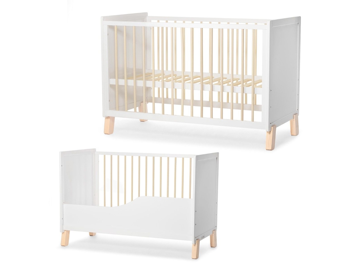 Cuna De Madera Kinderkraft NICO multifuncional con 3 niveles de altura, convertible en cama junior 120x60 cm Blanca