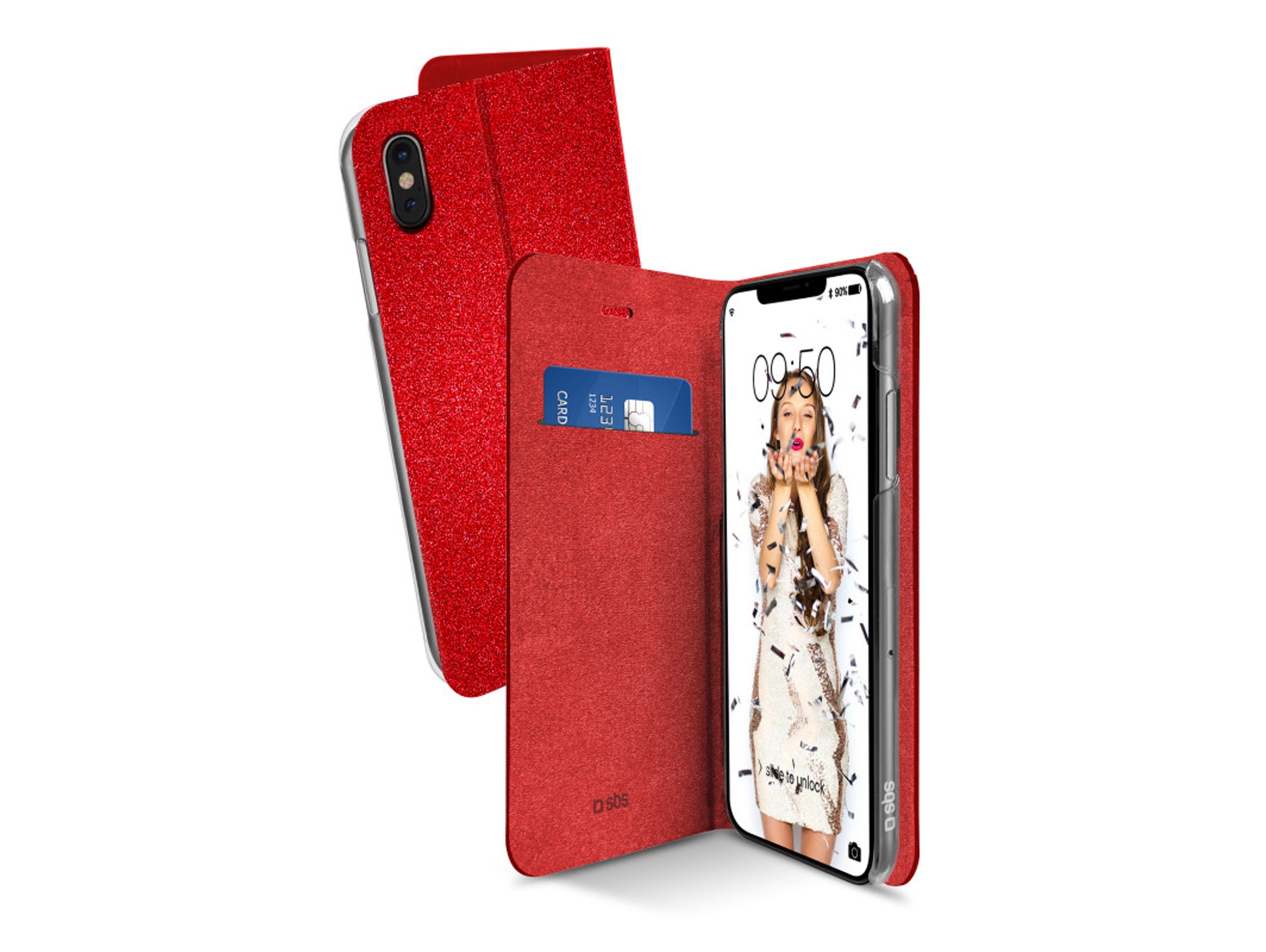 Funda iPhone X, Xs SBS Book Sparky Rojo