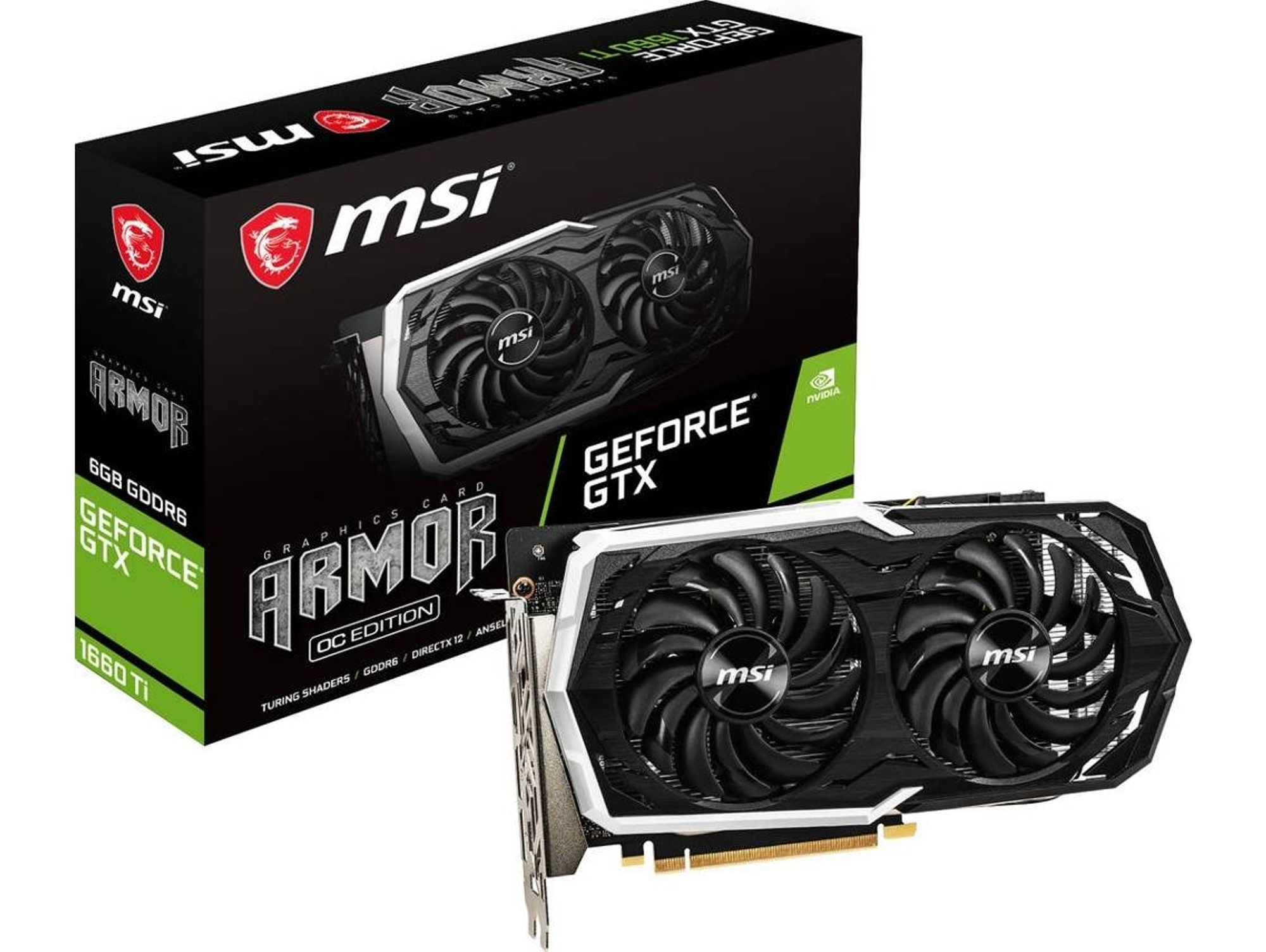 Tarjeta Gráfica MSI GTX 1660 Ti Armor OC (6 GB, GDDR6, 7680 x 4320 Píxeles)
