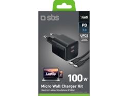 Kit SBS: cargador para portátil + cable USB-C (100 W - Negro)