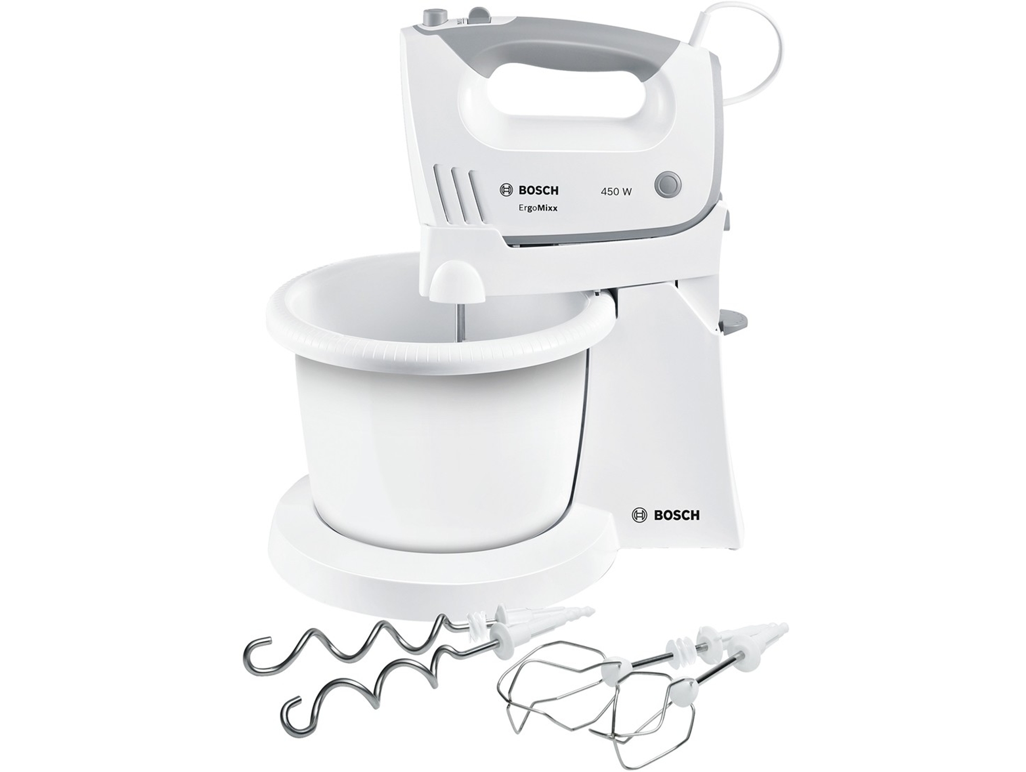Batidora Amasadora con Bol BOSCH MFQ36460 ErgoMixx (450 W - Bol 3 L - Blanco)