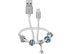 Cable SBS Charm (USB - Lightning - 0.39 m - Plateado)