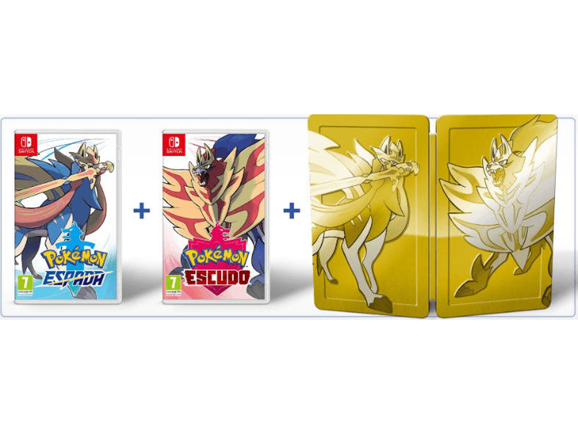Conjunto 2 Juegos Nintendo Switch Pokémon Espada + Escudo (Dual Pack Limited Edition - RPG - M7)