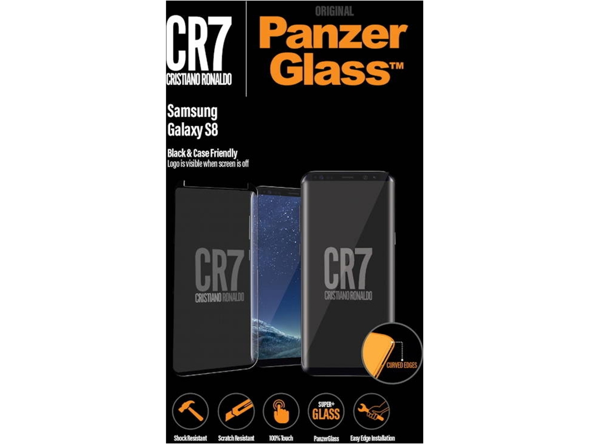 Protector de pantalla PANZERGLASS CR7 Galaxy S8 Negro