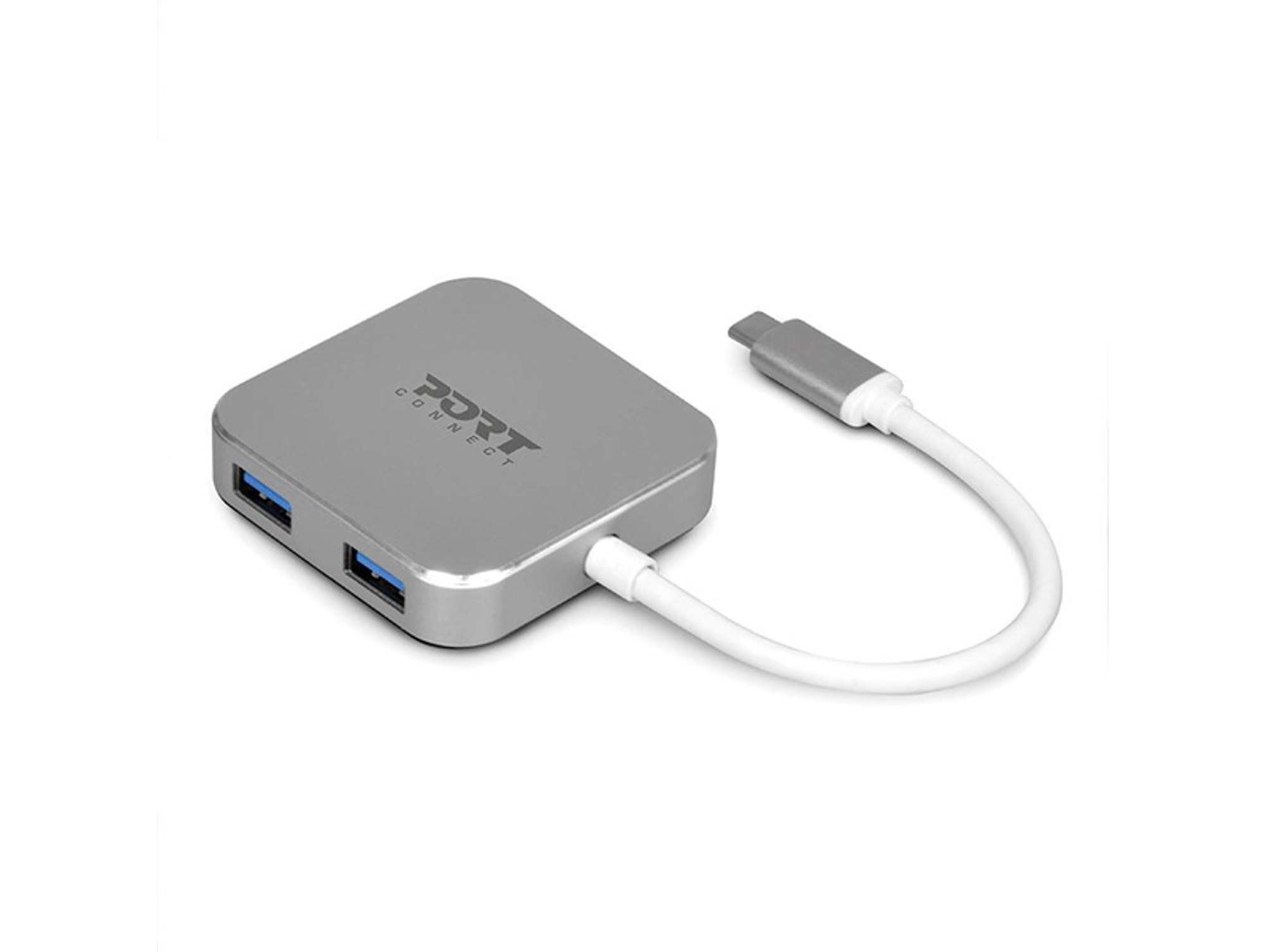 Hub PORT USB 4 Puertos Type C Gris, Blanco