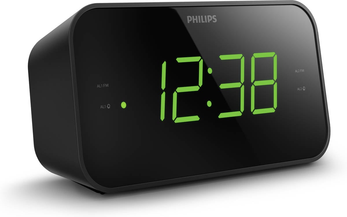 Radio Despertador PHILIPS TAR3306 (Negro - Digital - Doble Alarma - Función Snooze - Batería y Pilas)