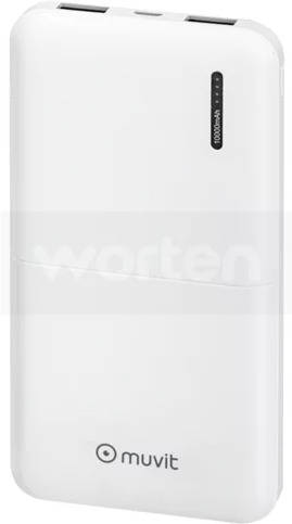 Powerbank MUVIT 10000 (10000 mAh - 2 Puertas USB - Micro USB - Plata)